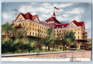 c1950 Park Motel & Bath House Restaurant Building Hot Springs Arkansas Postcard