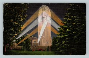 Royal Oak MI, Charity Tower, Shrine Little Flower Linen Michigan c1940 Postcard