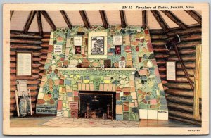 Bemidji Minnesota 1940s Postcard Interior Fireplace Of States