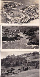 Fishing Boats at Port Isaac Harbour Cornwall 3x Old Real Photo Postcard s