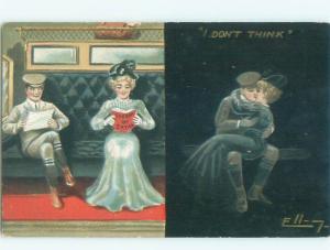 Pre-Linen ROMANTIC COUPLE RIDING ON THE TRAIN AC5179