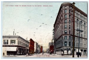 c1910 Street Brown Palace Depot Exterior Building Road Denver Colorado Postcard