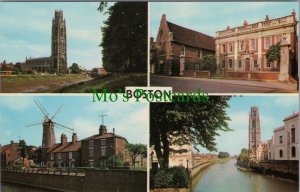 Lincolnshire Postcard - Boston Guildhall & Fydell House, Windmill   RS36390