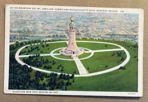 UNUSED .01 LINEN PC - MT. GREYLOCK SUMMIT & MASSACHUSETTS STATE MEMORIAL BEACON