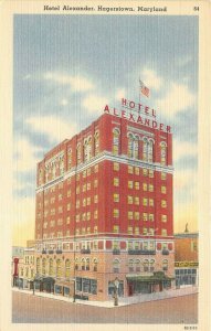 Hagerstown Maryland 1940s Postcard Hotel Alexander