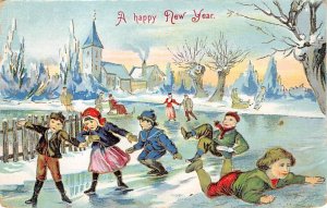 Happy New Year Ice Skating 1910 