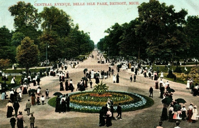 C.1900-09 Central Avenue, Belle Isle Park, Detroit, Michigan Postcard G2