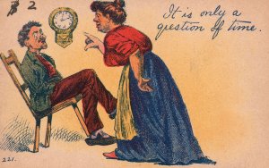 It Is Only A Question Of Time, Funny Couple, Comic Card, Vintage Postcard