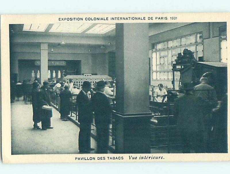 1931 postcard TOBACCO PAVILION AT EXPO Paris France hn6306