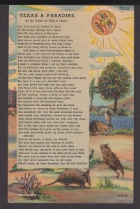 Texas A Paradise by the Author of Hell in Texas Poem ~ LINEN