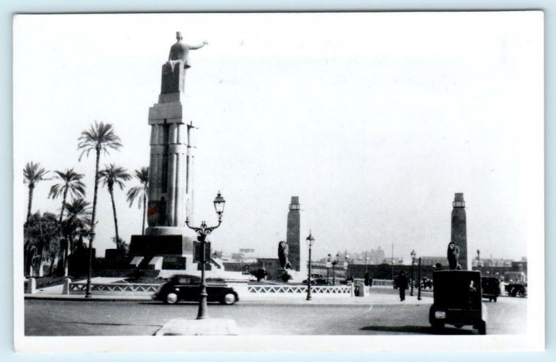 RPPC  CAIRO, EGYPT  View of SAAD ZAGHLOUL SQUARE c1930s Car Postcard