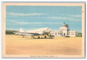 Windsor Ontario Canada Postcard Windsor Airport Airplane Building c1930's