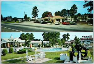 Mansion Park Motor Lodge Santee South Carolina SC Swimming Pool Diner Postcard