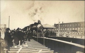 Haverhill MA Train at Station Depot c1910 Real Photo Postcard