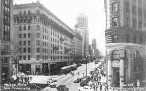 Automobiles Palace Hotel Trolleys 1950s RPPC Photo Postcard Zan 12512