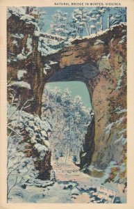 Winter View of the Natural Bridge - Rockbridge County VA, Virginia - Linen