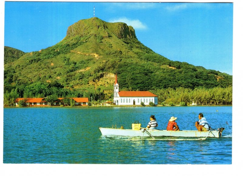 Mount Tapioi Uturoa, Raiatea, French Polynesia, Boat, Church