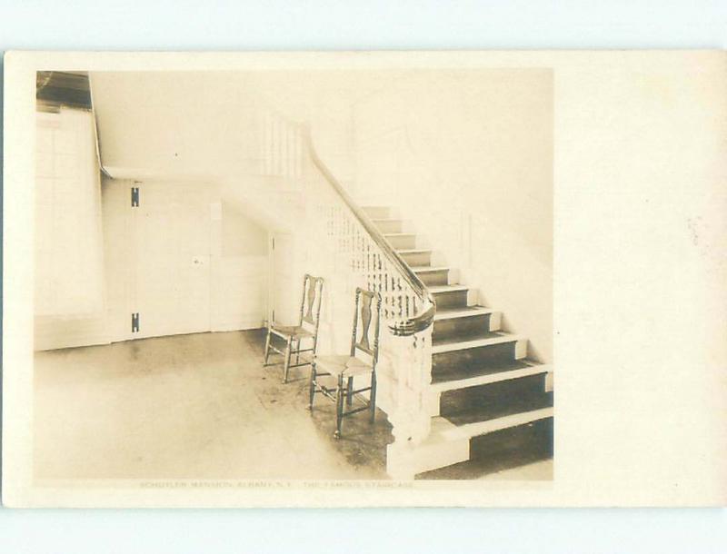 Pre-1930 rppc SCHUYLER MANSION STAIRS Albany New York NY i9526