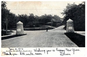 Entrance Fort Hill Park Lowell Massachusetts Postcard Posted 1906