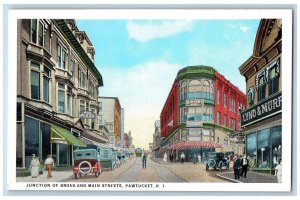 Pawtucket Rhode Island RI Postcard Junction Of Broad And Main Streets c1920's