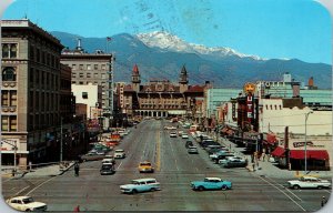 Vtg 1960s Pikes Peak Avenue Antlers Hotel Colorado Springs Colorado CO Postcard