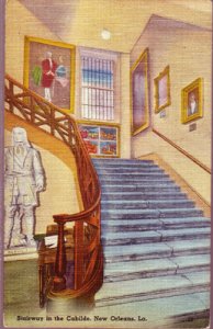 NEW ORLEANS - STAIRWAY IN THE CABILDO - STATE MUSEUM + Historical Scoiety 1940s