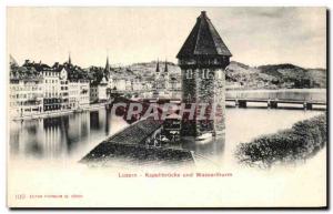 Old Postcard Luzern Kapelibrucke und Wasserthurm
