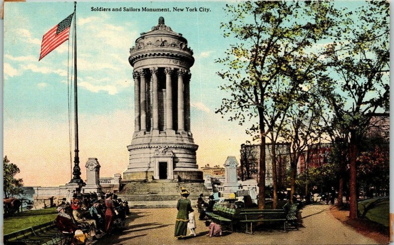 Soldiers Sailors Monument New York City NYC NY Antique Postcard DB UNP Unused