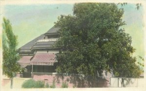 Brick Bungalow hand tinted C-1910 RPPC Photo Postcard 8693