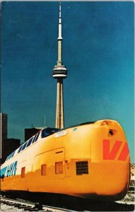 Via Rail Turbo Train Toronto Ontario CN Tower Unused Postcard H62