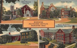 Worcester Polytechnic Institute, Worcester, Mass., Early Linen Postcard, Unused