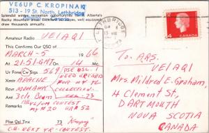 Winter Rocky Mountains Alberta AB Lethbridge Amateur Radio c1966 Postcard D39 