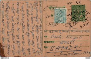 India Postal Stationery Goddess 9p to Samdri