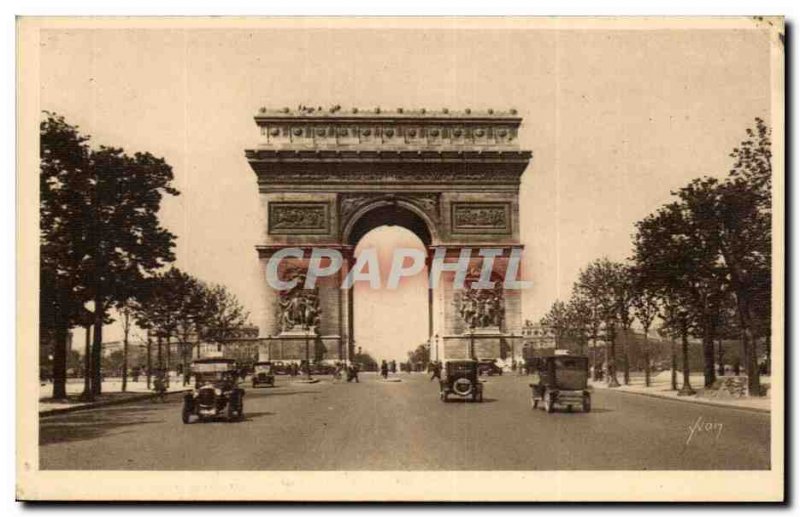 Old Postcard Paris Arc de Triomphe & the Champs Elysees # 39etoile