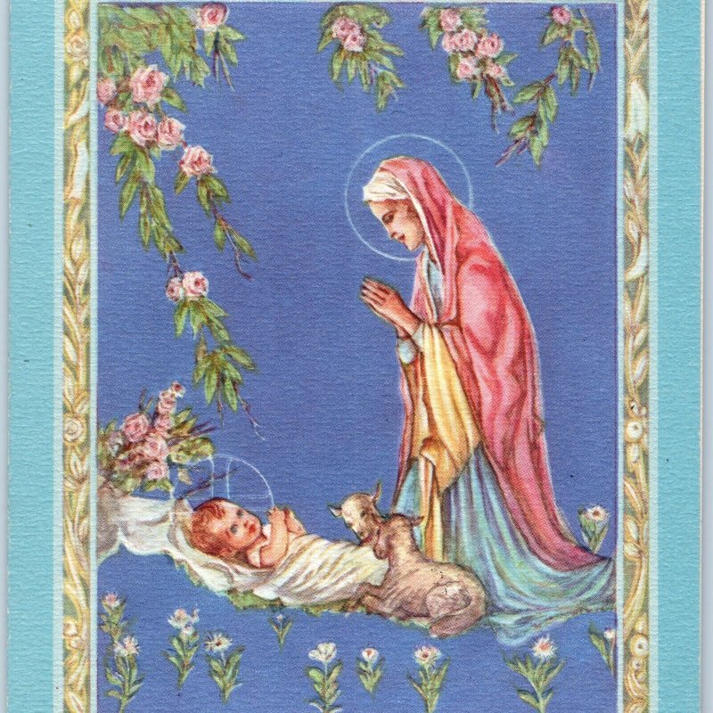 c1930s Cute Baby Jesus Christmas Greetings Card Mary Lamb Jefferies Manz Vtg 5A