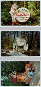3 Postcards LIGONIER, PA ~ Clown STORY BOOK FORES Snow White, Old Lady in Shoe
