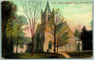 Allegheny College Chapel Meadville Pennsylvania PA UNP Unused DB Postcard C14