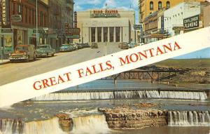 Great Falls Montana City Scenic Multiview Greeting Vintage Postcard K98457