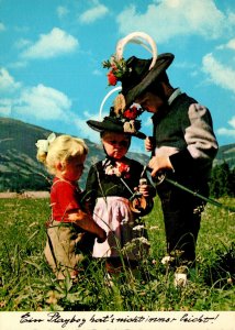 Austria Greetings Feriengruesse Aus Dem Zillertal Children In TRaditional Cos...