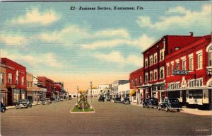 Kissimmee, FL Florida  DOWNTOWN STREET SCENE~Drug Store  ca1940's Linen Postcard