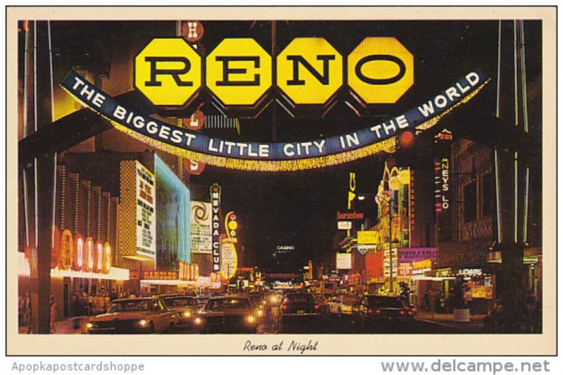 Nevada Reno Famous Arch Looking Down Virginia Street