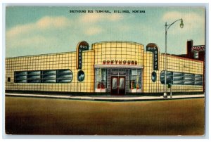 c1940's Greyhound Bus Terminal Exterior Billings Montana MT Unposted Postcard