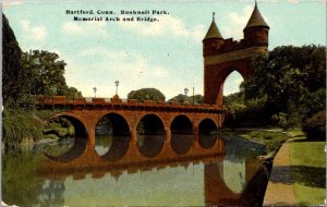 Connecticut Hartford Bushnell Park Memorial Arch and Bridge 1910