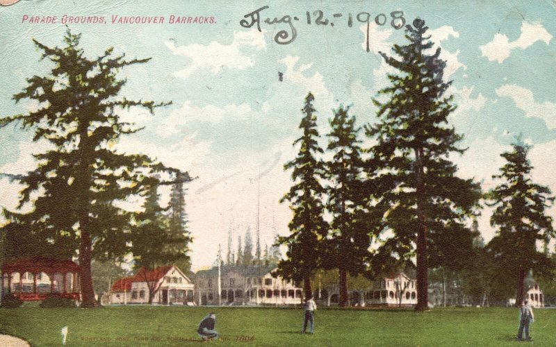 Vintage Postcard 1908 Parade Grounds at Fort Vancouver Barracks Washington WA