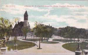 New York Albany Capitol Grounds State Capitol Showing City Hall