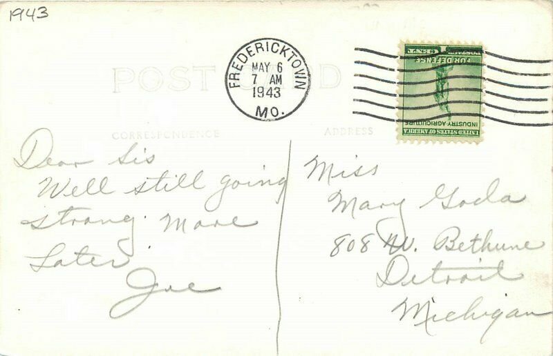 Fredericktown Missouri US Highway 67 1943 RPPC Photo Postcard 11673