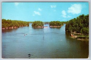 Aerial View From Thousand Islands Bridge, Ontario Canada Vintage Chrome Postcard