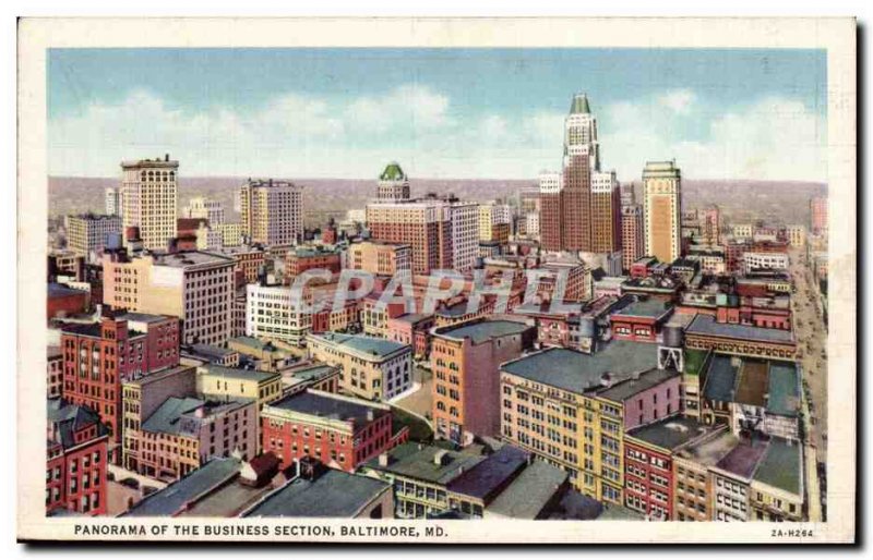 Usa Old Postcard Panorama of the business section of Baltimore MD