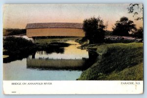 1908 Paradise Nova Scotia Canada Postcard Bridge Annapolis River Birds Eye View
