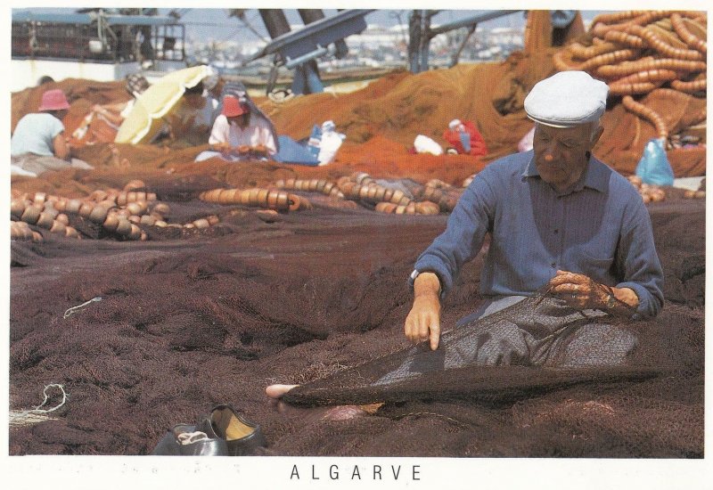 Algarve Fishing Net Maker Trader Portugal Postcard